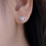 Rhinestone Love Stud Earrings For Women Temperament Fashion Heart-shape Earrings-2