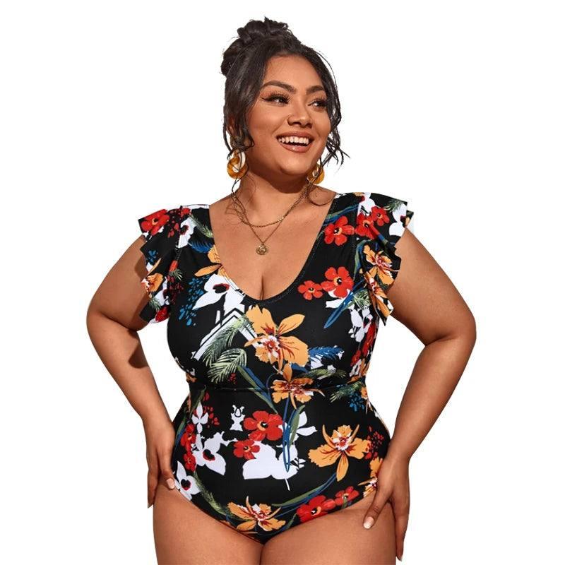 2022 Women New Swimsuit One Piece Plus Size Push Up Swimwear Large Big Plussize Swimming Suits Beachwear Bathing Suits-2