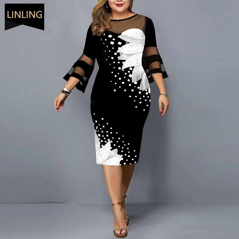 Chic Plus-Size Midi Dress: Elegant & Trendy-1