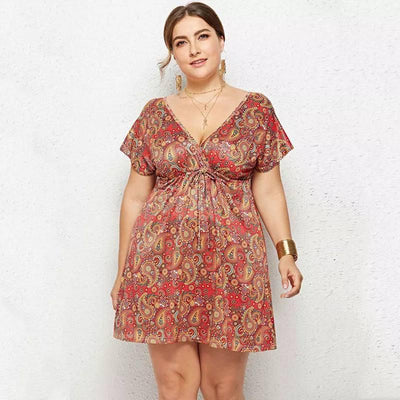 Chic Plus-Size Paisley Summer Dress for Women-1