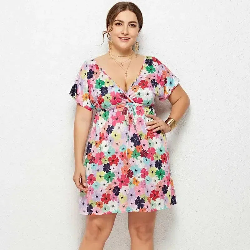 Chic Plus-Size Paisley Summer Dress for Women-4