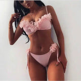 Chiffon floral bikini split swimsuit-2