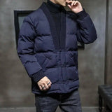 Chinese Style Men Retro Color Cotton Jacket-Navy Blue-2