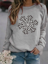 Christmas Creative Letters Printed Crew Neck Sweatshirt-Gray-9