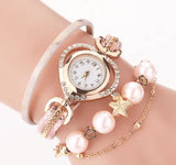 Circle Ladies Pearl Bracelet Watch Fashion Love Diamond Digital Ladies Watch-8