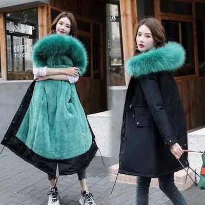 Code cotton-padded jacket to overcome mid-length-Green-16