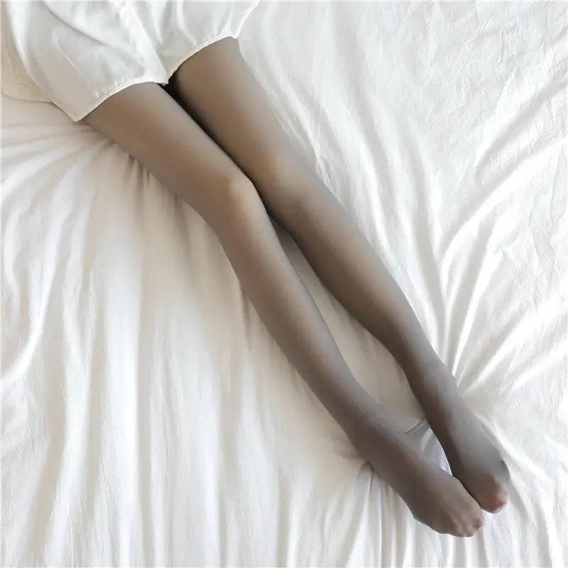 Fleece Lined Tights for Dark Skin-Grey skin and feet-15