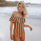 Cross-border new swimwear one-piece swimsuit explosions-Colorfulstripes-3