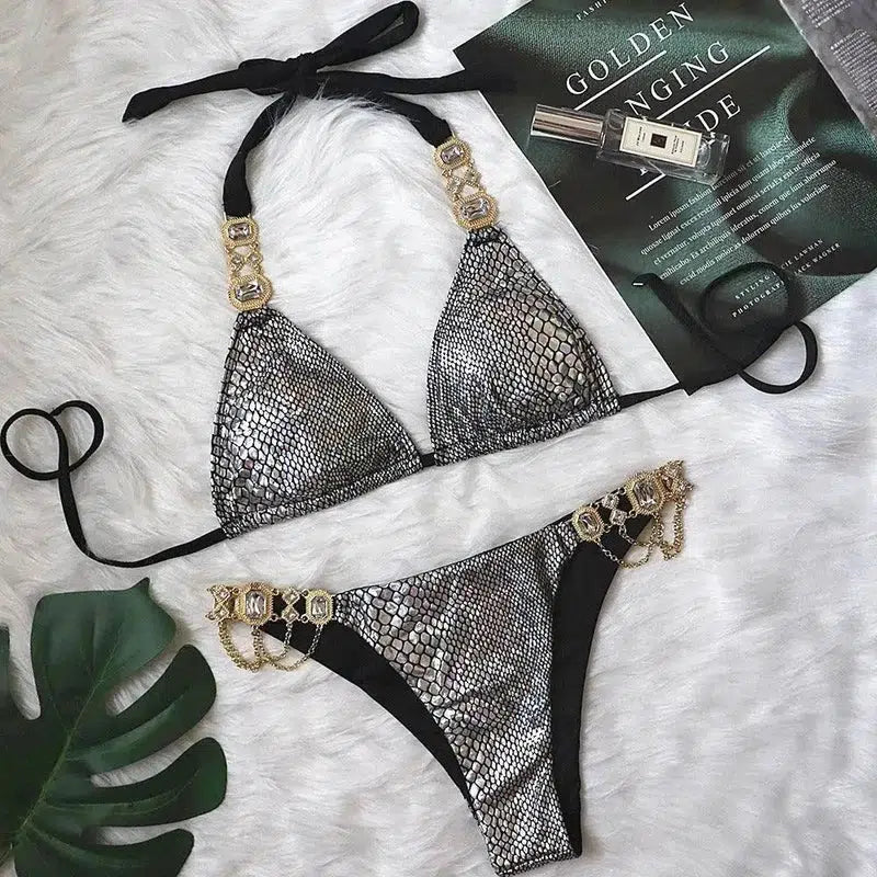 Crystal Diamond Glamour Gemstone Bikini-Serpentine-16