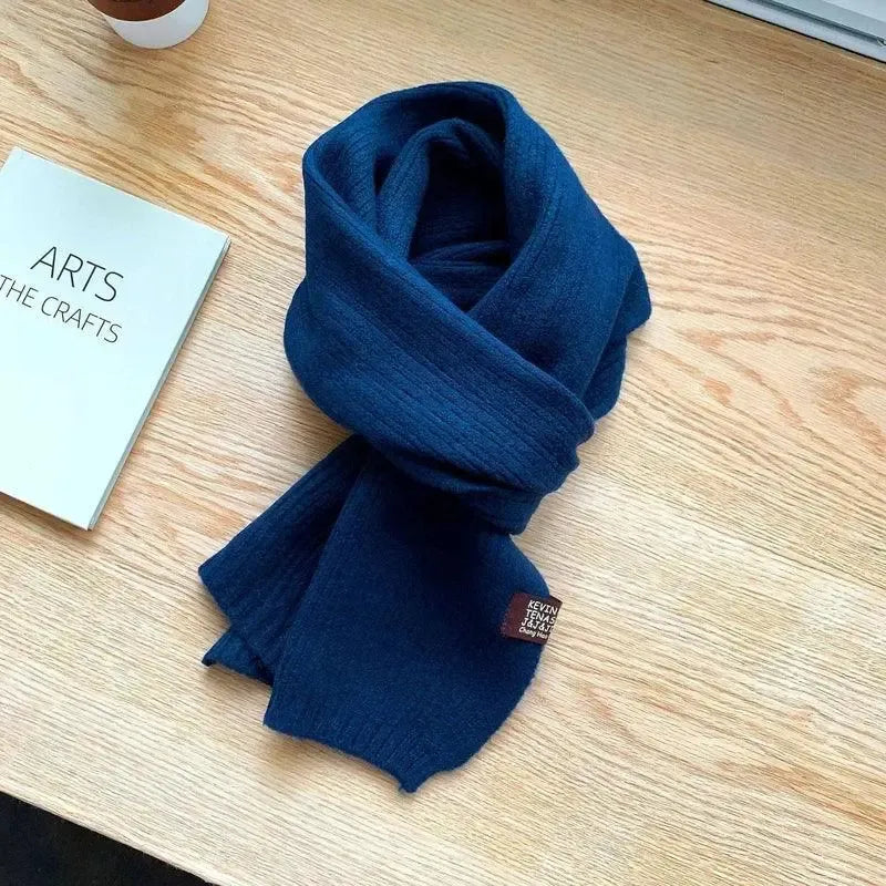 Decorative Cold Resistant Bib Solid Color Fashionable And-Blue-12