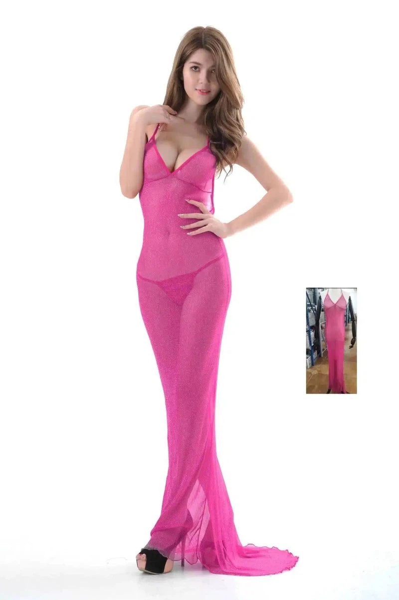 Tulle Backless Evening Gown-RoseRed-2