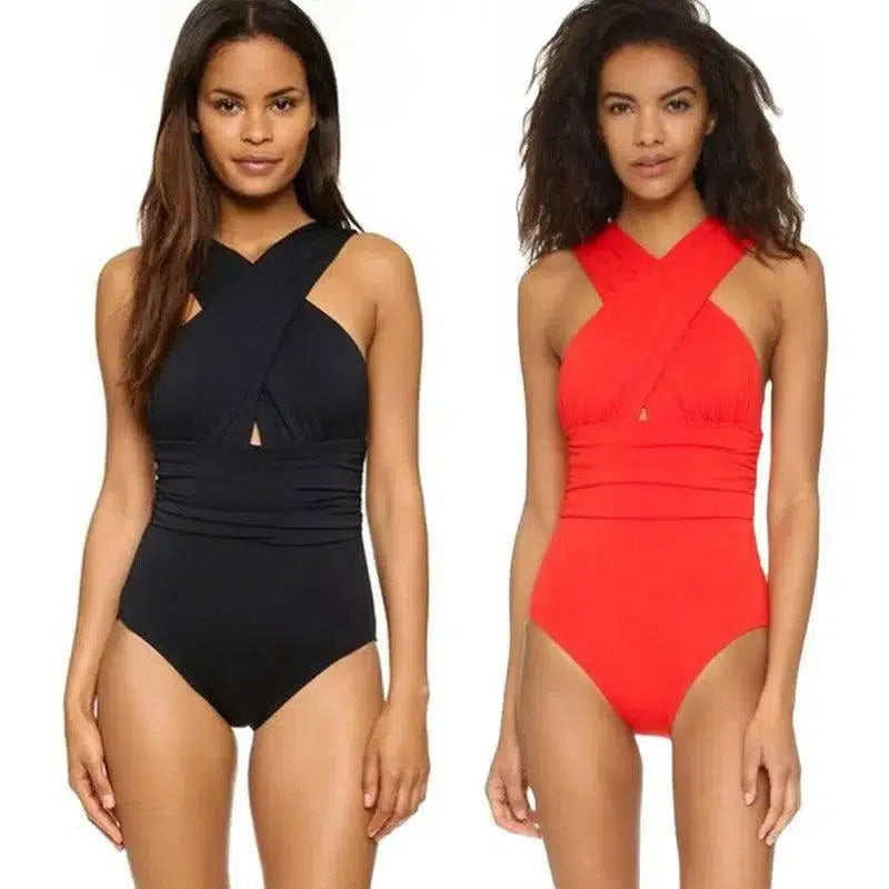 Deep V Plus Fat Plus Swimsuit One-piece Swim Bikini-1