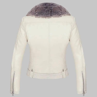 DETACHABLE FUR COLLAR WARM FAUX LEATHER JACKET-8