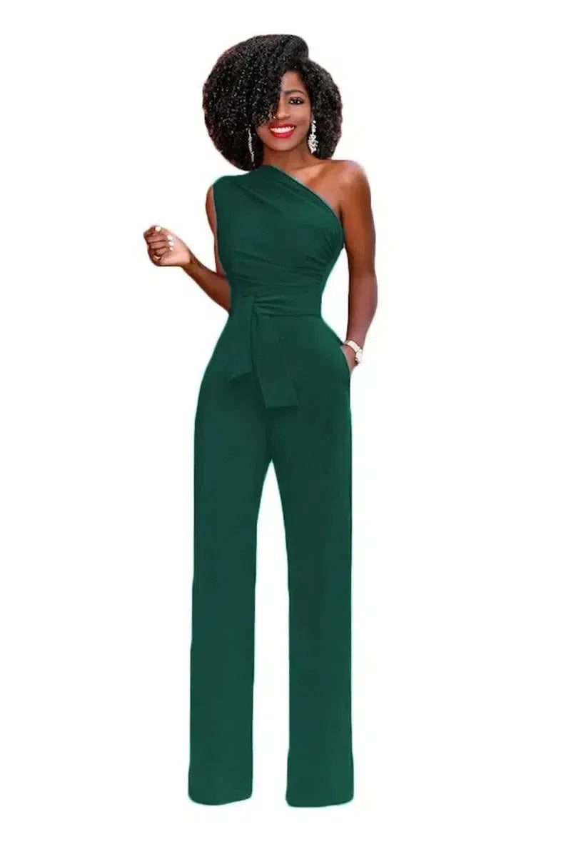 Shoulder Rompers Womens Jumpsuit-Green-7