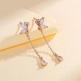 S925 Butterfly Zircon Tassel Earrings Women's Niche Exquisite Long Earrings Jewelry-3