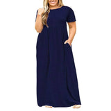 Elegant Floral Maxi Dress | Summer Casual Chic-solid navy-7