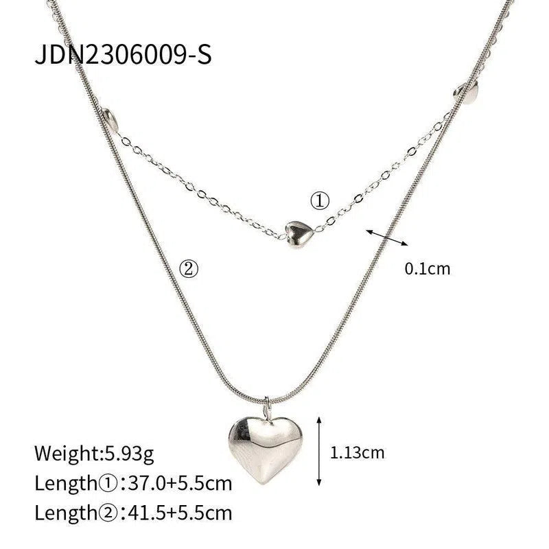 Love Double-layer Necklace 18K Gold-plated Collarbone Necklace-4