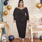 Plus Size Long Prom Dresses Bare Shoulder Slim Bodycon Evening Birthday Cocktail Party Dress Gowns Dropshipping Autumn 2023-7