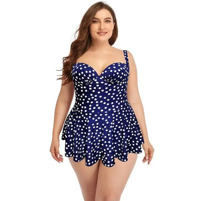 2022 New Push Up One Piece Swimsuit Women Plus Size Swimwear Large Big Plussize Swimming Suits Beachwear Bathing Suits-5552-5 dot-11