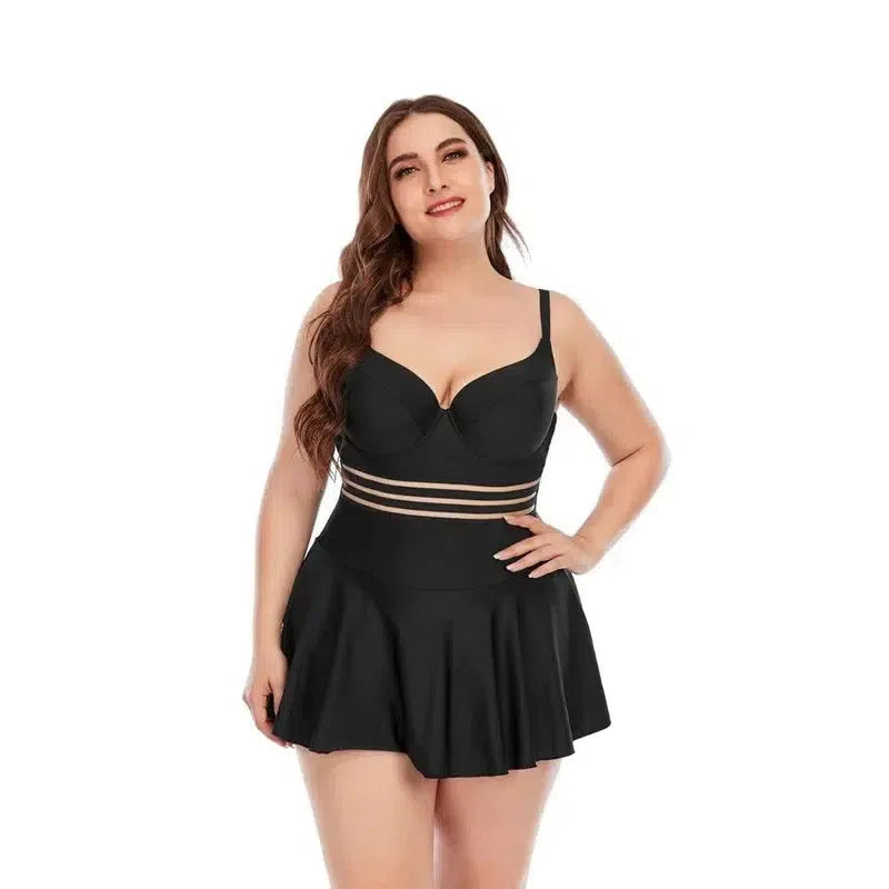 2022 New Push Up One Piece Swimsuit Women Plus Size Swimwear Large Big Plussize Swimming Suits Beachwear Bathing Suits-03705 Black-17