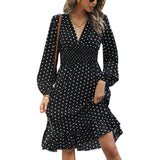 European And American Waist Slimming Polka Dot Long Sleeve-4