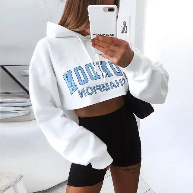 Explosion Style Autumn Long-Sleeved Hoodie Women Crop Top-2