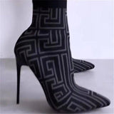 Fashion Ankle Boots Women Thigh High Heel Boots Pointed Toe-Black-3