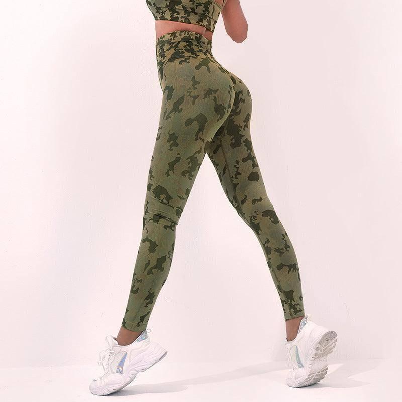 Fashion Camouflage Print Yoga Pants High Waist Seamless-Army Green-10