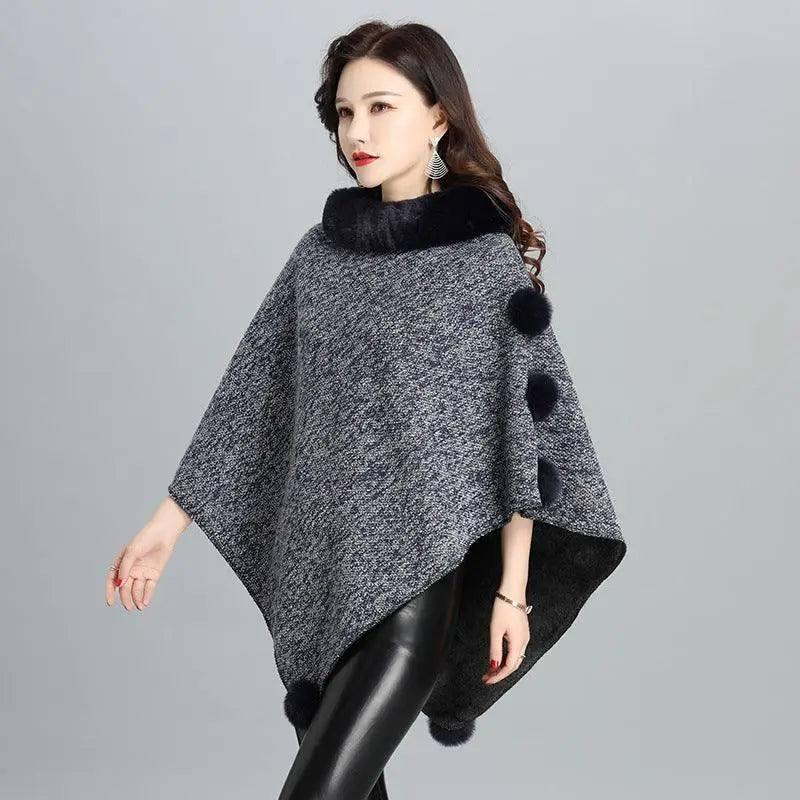 Fashion Faux Fur Jacket Women Shawl Scarf-Blue-3