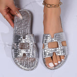 Fashion Pattern Sandals Summer Solid Color Flat Slides-7