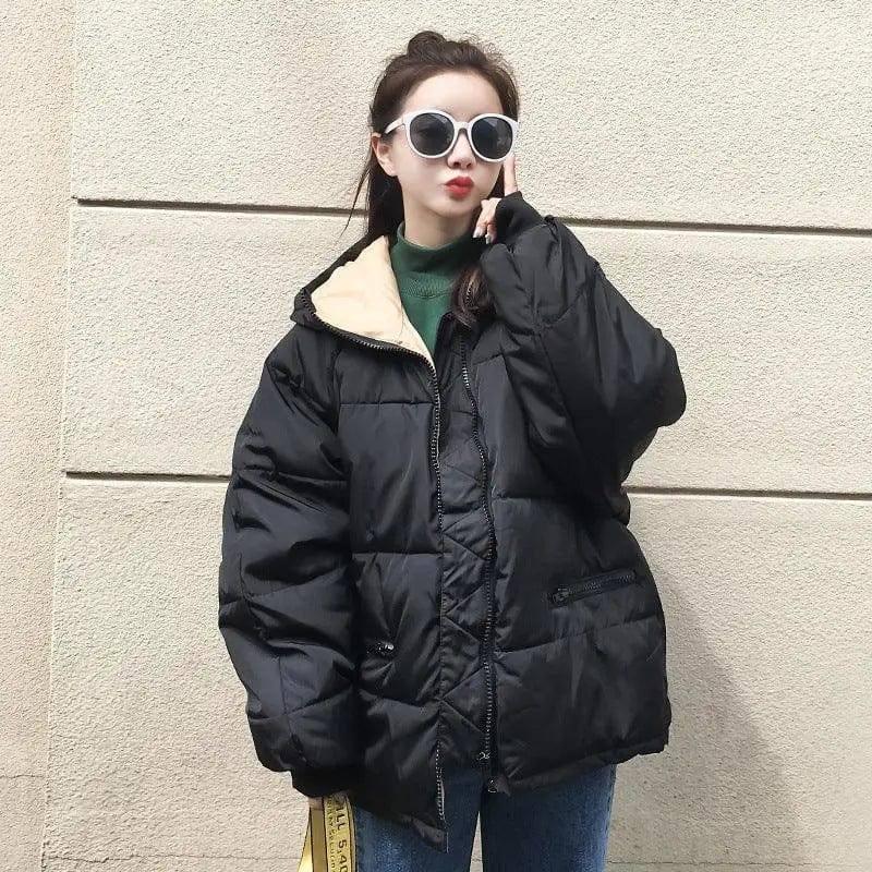 Fashion Short Cotton Coat Ladies Small Padded Jacket-Black-5