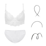 Fashion Transparent Women Bra And Panties Set Embroidery-White-3