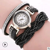 Fashion watch ladies fashion watch, diamond twisted pu belt winding fashion watch-5