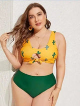 Fat chest tie bikini-Yellow-1