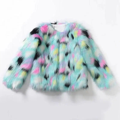 Fox fur round collarless short coat-6