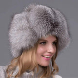 Fur hat fox fur Leifeng women's hat-SilverBlue-7