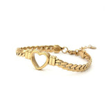 Fashion Simple Hollow Heart Titanium Steel Bracelet-6