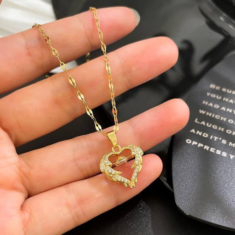 Gold Heart Pendant Necklace: Elegant Jewelry Gift-Copper Pendant-2