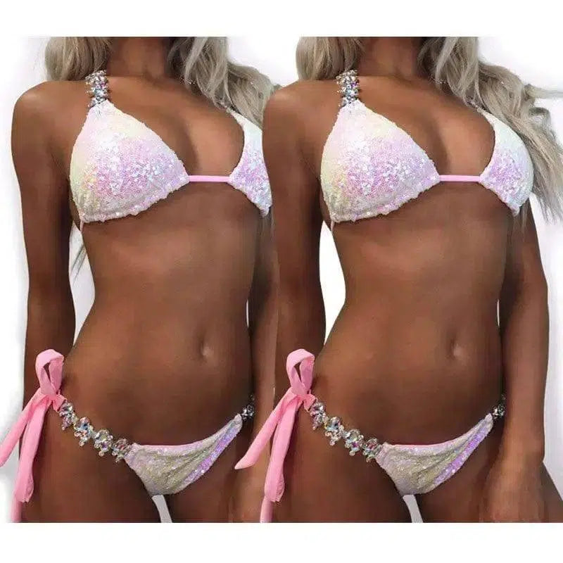 Gradient Sequins Rhinestone Swimsuit Suit Women Bikini-1