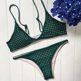 Green Halter Spaghetti Straps Bikinis Swimwear-S-1