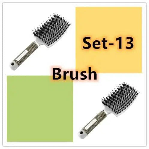 Hairbrush Anti Klit Brushy Haarborstel Women Detangler Hair-Set13-13