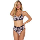 High Waist Split Swimsuit Printed Bikini-S-1