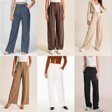 High Waist Straight Trousers With Pockets Wide Leg Casual Suit Pants For Women-10