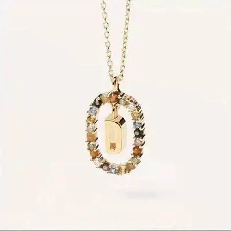 Initial 'A - Z' Crystal Pendant Necklace Gold-Tone-4