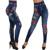 Knitted denim print leggings-A-1