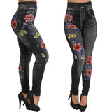 Knitted denim print leggings-B-2