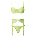 Lace Eyelash Stitching Sexy Lingerie Women-Green-2