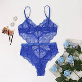 Lace Lingerie Slim-fit Corset One-piece Women-Blue-6