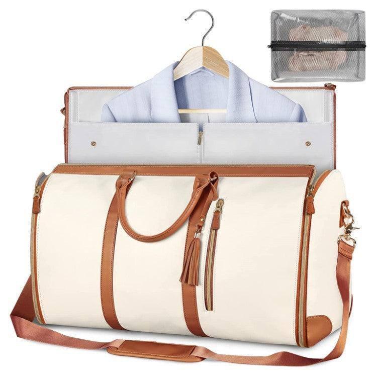 Large Capacity Travel Duffle Bag Women's Handbag Folding-Beige-8