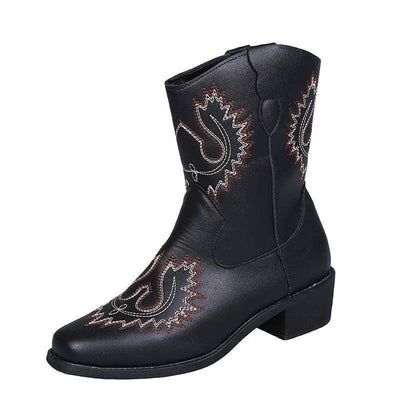 Large Short Boots Embroidered Ethnic Style Slope Heel Casual-6